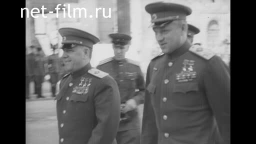 Footage The awarding of the G. K. Zhukov and K. K. Rokossovsky, the highest awards of the UK. (1945)