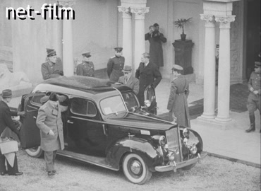 Footage Arrival of delegations to the Yalta Conference. (1945)
