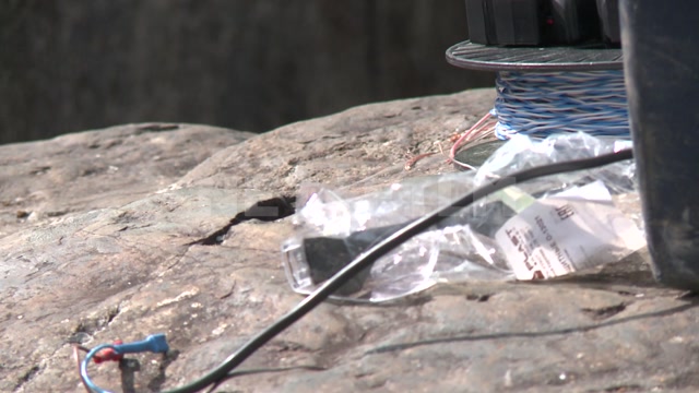 "А зори здесь тихие..." - съемки фильма в Карелии, катушка c кабелем "витая пара" и клеммами стоит