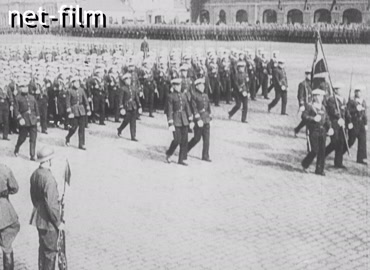 Footage May Day military parade on Red Square. (1935)