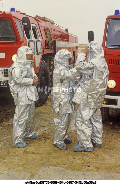 Preparations for the landing of the Buran orbital ship at Baikonur