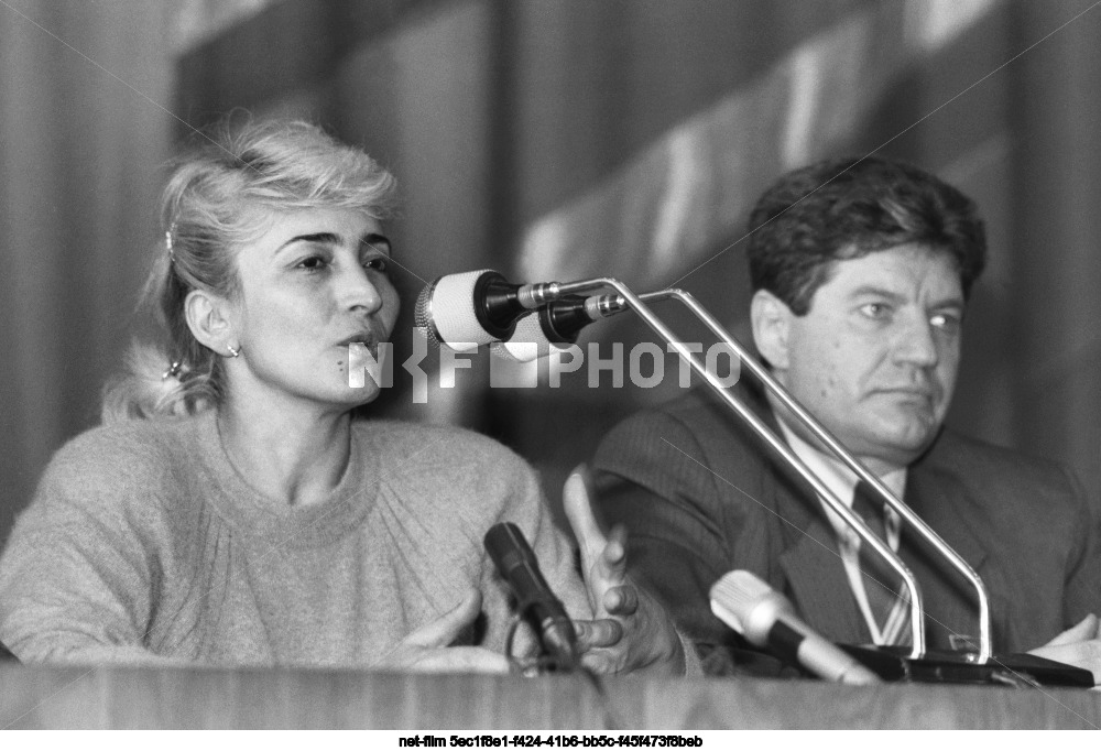 Press conference of the so-called Permanent Presidium of the Congress of People's Deputies of the USSR in Moscow