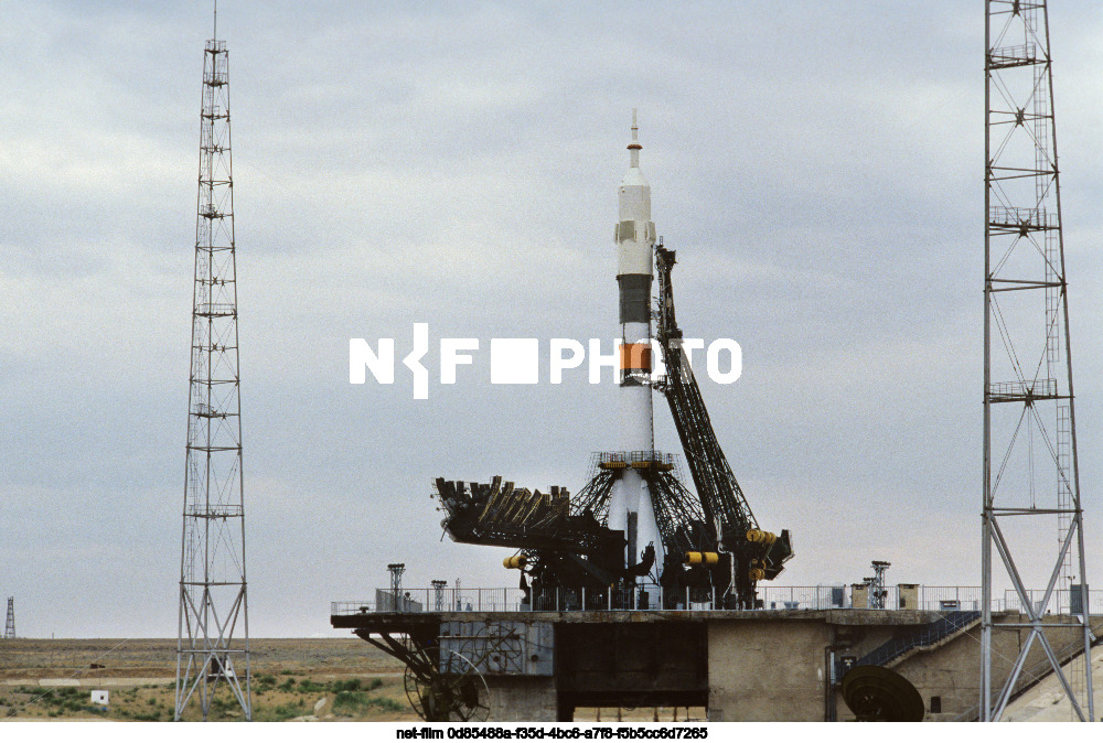 Launch of the Soyuz T-9 spacecraft at Baikonur