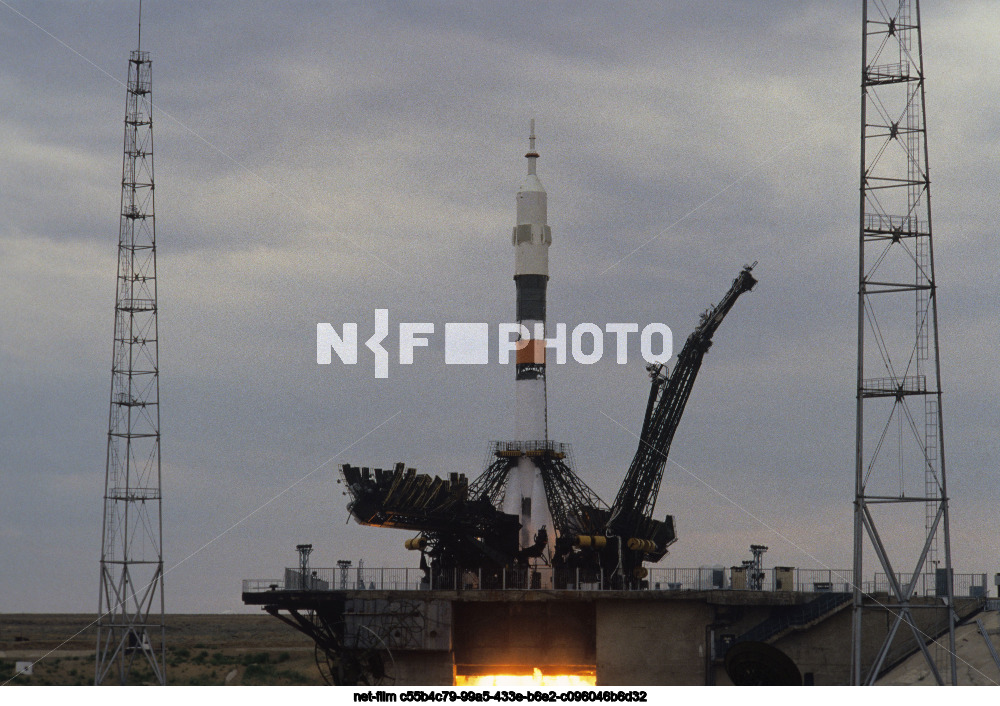 Launch of the Soyuz T-9 spacecraft at Baikonur