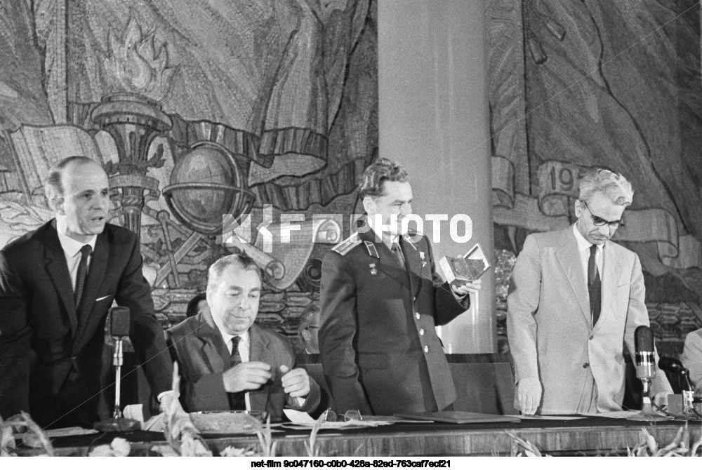 Press conference of cosmonaut G.S. Titov in Moscow