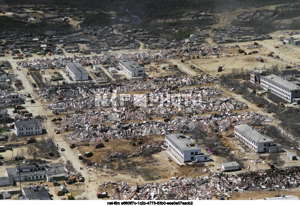 Consequences of the earthquake in the village of Neftegorsk