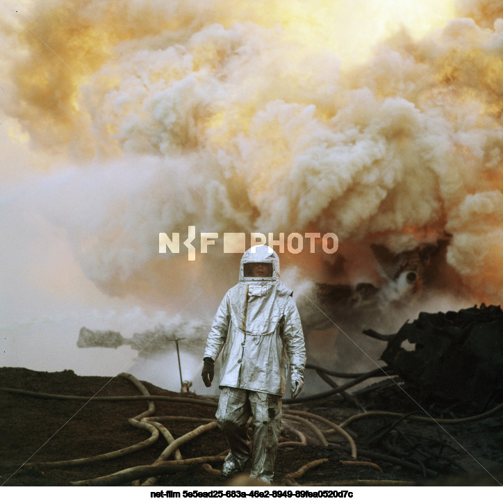 Fire at an oil exploration well in the Dagestan ASSR