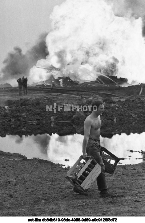 Fire at an oil exploration well in the Dagestan ASSR