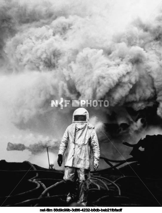 Fire at an oil exploration well in the Dagestan ASSR