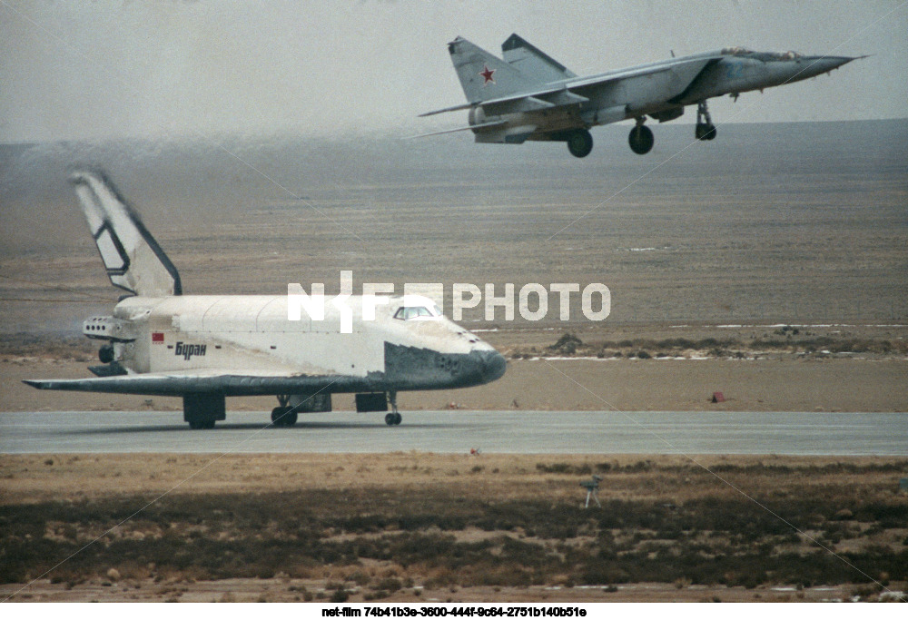 Landing of the reusable orbital spacecraft Buran at Baikonur