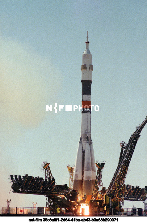 Launch of the Soyuz-28 spacecraft at Baikonur