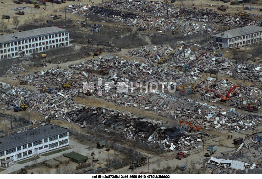 Consequences of the earthquake in the village of Neftegorsk