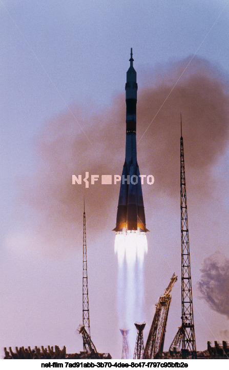 Launch of the Soyuz T-10 spacecraft at the Baikonur Cosmodrome