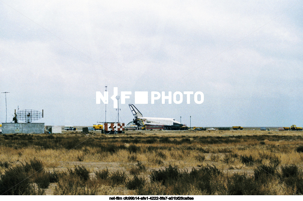 Landing of the reusable orbital spacecraft Buran at Baikonur