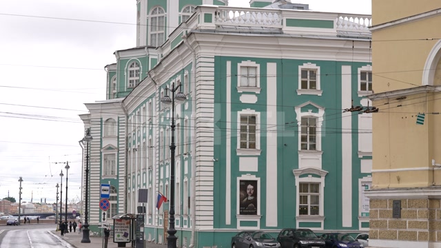 Санкт-Петербург, лето, пасмурно, панорама на здание Кунсткамеры