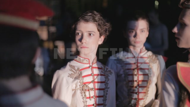 Ballet school, students in costumes backstage, before the start of the performance