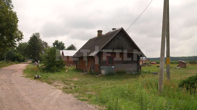 Belarus, village, summer, day, wooden houses, country road, field