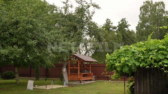 Belarus, village, house, well, fence, trees