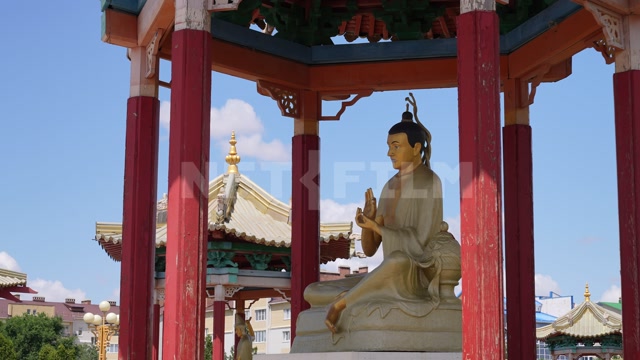 Kalmykia, Elista, city center, Golden Abode of Buddha Shakyamuni Buddhist Temple. A statue of