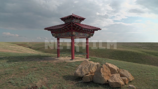 Kalmykia, steppe, natural monument "Lonely Poplar with Cascade of Springs." Pictured is a