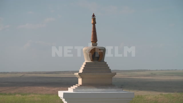 Kalmykia, steppe, in the frame is the Stupa of Wisdom