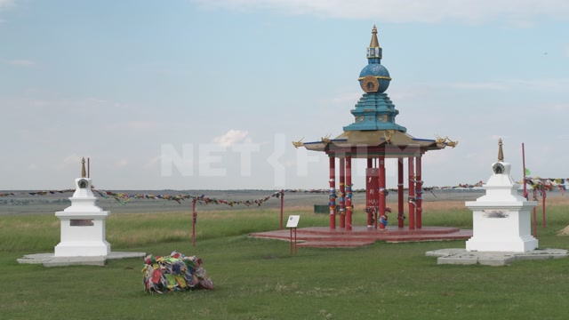 Kalmykia, steppe, natural monument "Lonely Poplar with a Cascade of Springs," a