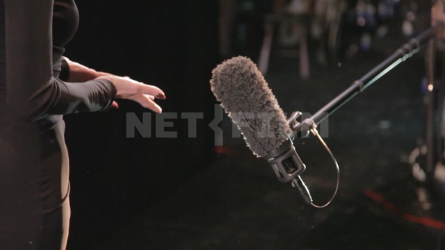 Stage, microphone, interview