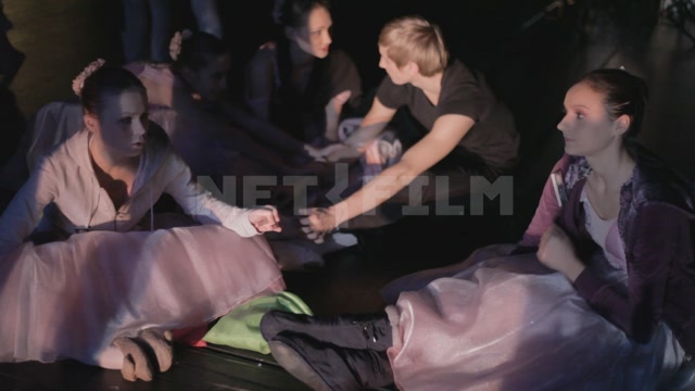 Ballet dancers backstage