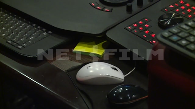 Studio, control panel, equipment. Color correction console