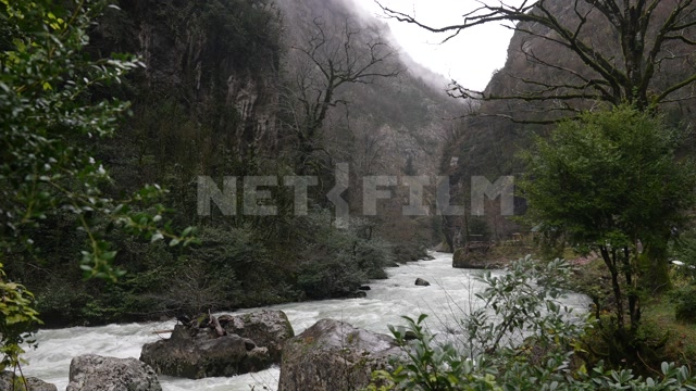 Абхазия, осень, день, Горы, ущелье, горная река
