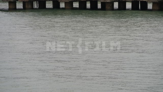 Абхазия, осень, пасмурный день. Здание Сухумского морского порта. Черное море