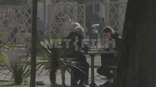 Abkhazia, Sukhum, park, square, people playing chess