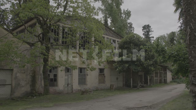 Abkhazia, Sukhum, an abandoned building and street in the frame