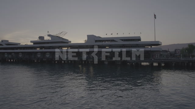 Abkhazia, Sukhumi, evening, sea. Port, embankment, seaport