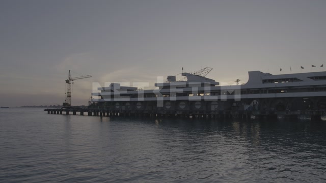 Abkhazia, Sukhumi, evening, sea. Embankment, port, seaport