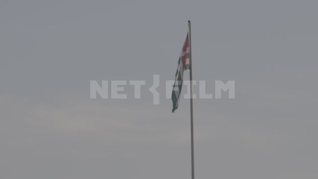 Abkhazia, Sukhum. The Abkhazian flag on a flagpole