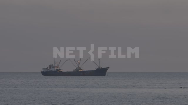 Abkhazia, Sukhumi, evening. Black Sea, ship