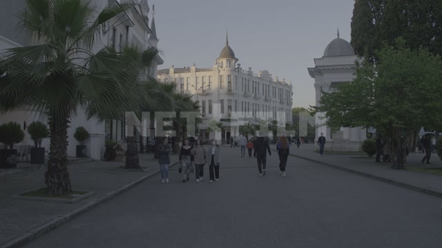 Abkhazia, Sukhum, summer, evening. City center, promenade near the Ritsa Hotel