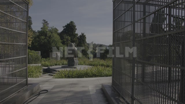 Abkhazia, Sukhumi, monkey nursery. Monkey enclosures. Hamadryas baboons monument