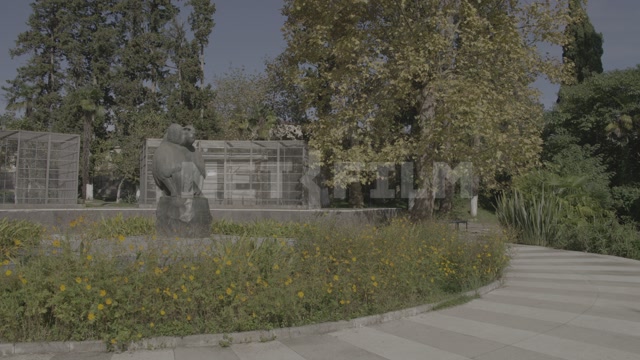 Abkhazia, Sukhumi, monkey nursery grounds. Monkey enclosures. Hamadryas baboons monument