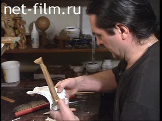 Footage Sculptor Mikulsky Sergey in the workshop. (1996)