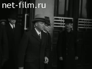 Footage Meeting of the American Ambassador W. Bullitt at the railway station in Moscow. (1935)