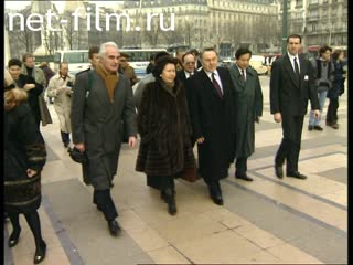 Footage Official visits of Nursultan Nazarbayev, USA and France. (1990-1999)